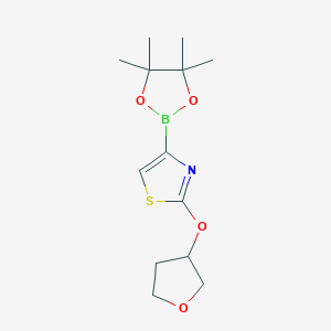 molecular formula C13H20BNO4S B13635948 2-(Tetrahydrofuran-3-yloxy)thiazole-4-boronic acid pinacol ester 