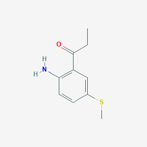 molecular formula C10H13NOS B13635958 1-(2-Amino-5-(methylthio)phenyl)propan-1-one CAS No. 124623-17-2