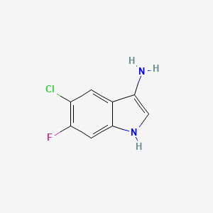 molecular formula C8H6ClFN2 B13636001 5-Chloro-6-fluoro-1H-indol-3-amine 