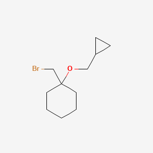 molecular formula C11H19BrO B13636092 1-(Bromomethyl)-1-(cyclopropylmethoxy)cyclohexane 