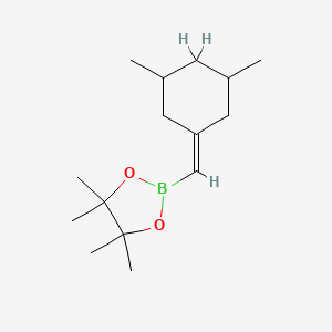 molecular formula C15H27BO2 B13636131 2-((3,5-Dimethylcyclohexylidene)methyl)-4,4,5,5-tetramethyl-1,3,2-dioxaborolane 