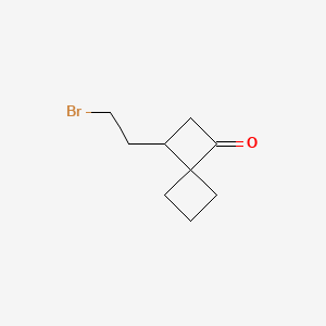 molecular formula C9H13BrO B13636225 3-(2-Bromoethyl)spiro[3.3]heptan-1-one 