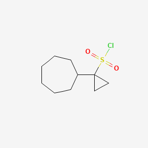 molecular formula C10H17ClO2S B13636246 1-Cycloheptylcyclopropane-1-sulfonyl chloride 