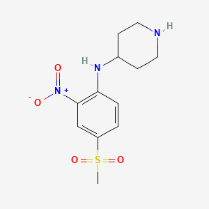 molecular formula C12H17N3O4S B1363625 N-[4-(甲磺酰基)-2-硝基苯基]哌啶-4-胺 CAS No. 849035-94-5