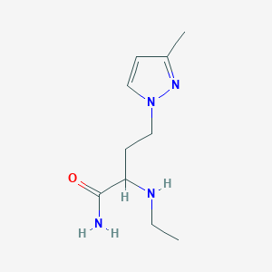 molecular formula C10H18N4O B13636261 2-(Ethylamino)-4-(3-methyl-1h-pyrazol-1-yl)butanamide 