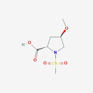 molecular formula C7H13NO5S B13636339 Rac-(2r,4s)-1-methanesulfonyl-4-methoxypyrrolidine-2-carboxylic acid 