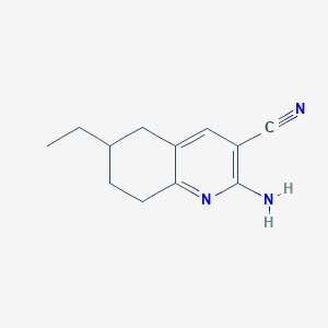 molecular formula C12H15N3 B13636378 2-Amino-6-ethyl-5,6,7,8-tetrahydroquinoline-3-carbonitrile 