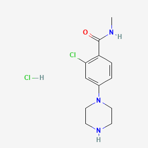 molecular formula C12H17Cl2N3O B13636434 2-chloro-N-methyl-4-(piperazin-1-yl)benzamide hydrochloride 