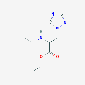 molecular formula C9H16N4O2 B13636498 Ethyl 2-(ethylamino)-3-(1h-1,2,4-triazol-1-yl)propanoate 