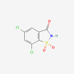 molecular formula C7H3Cl2NO3S B13636557 5,7-Dichloro-2,3-dihydro-1lambda6,2-benzothiazole-1,1,3-trione 