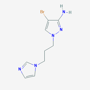 molecular formula C9H12BrN5 B13636576 1-(3-(1h-Imidazol-1-yl)propyl)-4-bromo-1h-pyrazol-3-amine 