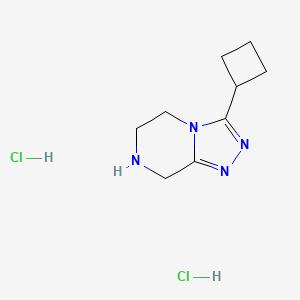 molecular formula C9H16Cl2N4 B13636630 3-cyclobutyl-5H,6H,7H,8H-[1,2,4]triazolo[4,3-a]pyrazinedihydrochloride 