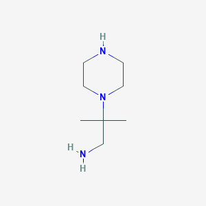 molecular formula C8H19N3 B13636644 2-Methyl-2-(piperazin-1-yl)propan-1-amine 