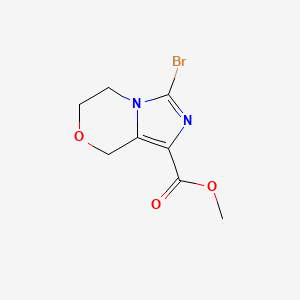 molecular formula C8H9BrN2O3 B13636778 methyl 3-bromo-5H,6H,8H-imidazo[4,3-c][1,4]oxazine-1-carboxylate 