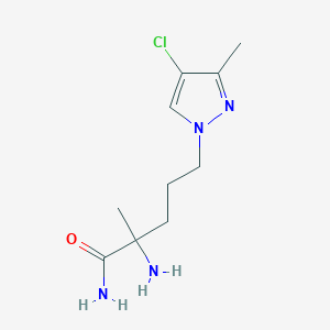 molecular formula C10H17ClN4O B13636867 2-Amino-5-(4-chloro-3-methyl-1h-pyrazol-1-yl)-2-methylpentanamide 