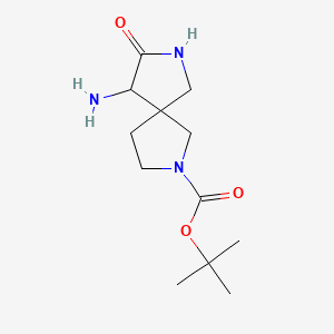 molecular formula C12H21N3O3 B13636893 Tert-butyl 9-amino-8-oxo-2,7-diazaspiro[4.4]nonane-2-carboxylate 