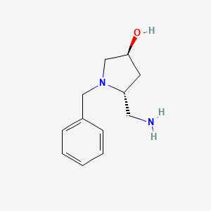 molecular formula C12H18N2O B13636951 (3S,5R)-5-(aminomethyl)-1-benzylpyrrolidin-3-ol 