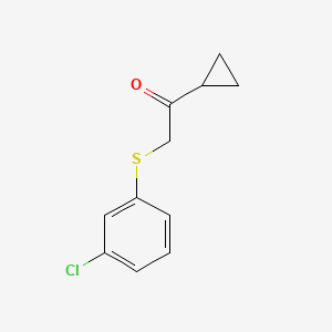 molecular formula C11H11ClOS B13637020 2-((3-Chlorophenyl)thio)-1-cyclopropylethan-1-one 