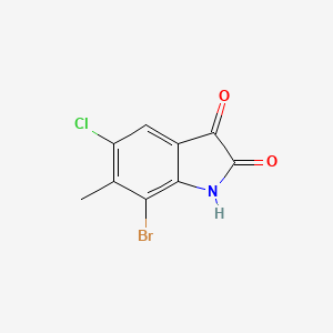 molecular formula C9H5BrClNO2 B13637072 7-Bromo-5-chloro-6-methylindoline-2,3-dione 