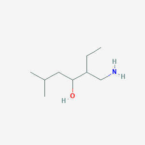 molecular formula C9H21NO B13637081 5-(Aminomethyl)-2-methylheptan-4-ol 