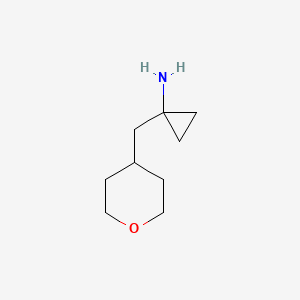 molecular formula C9H17NO B13637110 1-((Tetrahydro-2h-pyran-4-yl)methyl)cyclopropan-1-amine 