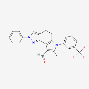 molecular formula C24H18F3N3O B13637228 7-methyl-2-phenyl-6-[3-(trifluoromethyl)phenyl]-2H,4H,5H,6H-pyrrolo[2,3-g]indazole-8-carbaldehyde 