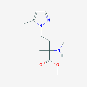 molecular formula C11H19N3O2 B13637233 Methyl 2-methyl-4-(5-methyl-1h-pyrazol-1-yl)-2-(methylamino)butanoate 