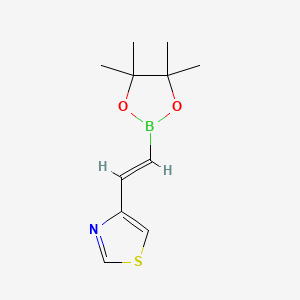 molecular formula C11H16BNO2S B13637253 4-[2-(Tetramethyl-1,3,2-dioxaborolan-2-yl)ethenyl]-1,3-thiazole 