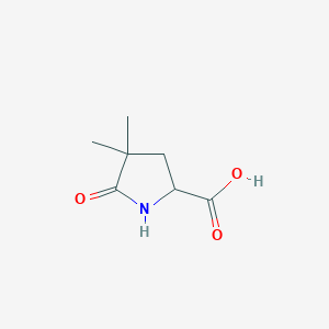 molecular formula C7H11NO3 B13637284 4,4-Dimethyl-5-oxopyrrolidine-2-carboxylic acid 