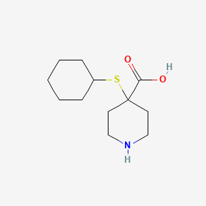 molecular formula C12H21NO2S B13637286 4-(Cyclohexylthio)piperidine-4-carboxylic acid 