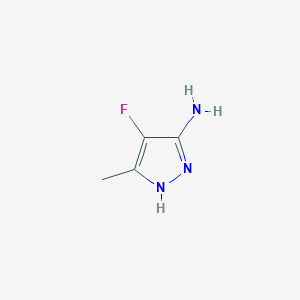 molecular formula C4H6FN3 B13637413 4-Fluoro-3-methyl-1H-pyrazol-5-amine 