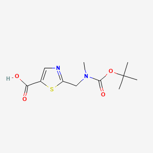 molecular formula C11H16N2O4S B13637424 2-({[(Tert-butoxy)carbonyl](methyl)amino}methyl)-1,3-thiazole-5-carboxylic acid 