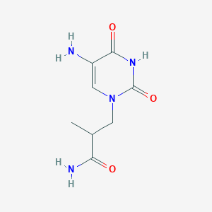 molecular formula C8H12N4O3 B13637445 3-(5-Amino-2,4-dioxo-3,4-dihydropyrimidin-1(2h)-yl)-2-methylpropanamide 