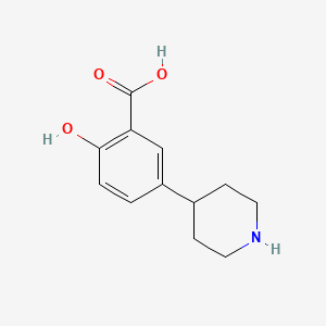 molecular formula C12H15NO3 B13637543 2-Hydroxy-5-(piperidin-4-yl)benzoic acid 