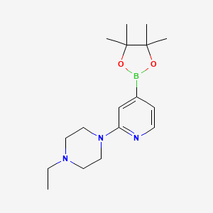 molecular formula C17H28BN3O2 B13637601 1-Ethyl-4-(4-(4,4,5,5-tetramethyl-1,3,2-dioxaborolan-2-yl)pyridin-2-yl)piperazine 