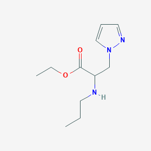 molecular formula C11H19N3O2 B13637610 Ethyl 2-(propylamino)-3-(1h-pyrazol-1-yl)propanoate 