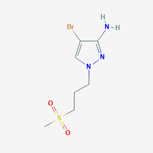 molecular formula C7H12BrN3O2S B13637645 4-Bromo-1-(3-(methylsulfonyl)propyl)-1h-pyrazol-3-amine 