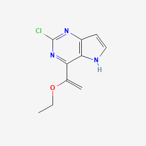 molecular formula C10H10ClN3O B13637716 2-Chloro-4-(1-ethoxyvinyl)-5H-pyrrolo[3,2-d]pyrimidine 