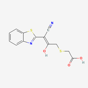 2-({3-cyano-3-[(2E)-2,3-dihydro-1,3-benzothiazol-2-ylidene]-2-oxopropyl}sulfanyl)acetic acid