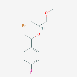 molecular formula C12H16BrFO2 B13637791 1-(2-Bromo-1-((1-methoxypropan-2-yl)oxy)ethyl)-4-fluorobenzene 