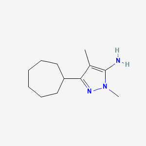 molecular formula C12H21N3 B13637796 3-Cycloheptyl-1,4-dimethyl-1h-pyrazol-5-amine 