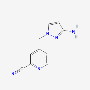 molecular formula C10H9N5 B13637812 4-((3-Amino-1h-pyrazol-1-yl)methyl)picolinonitrile 