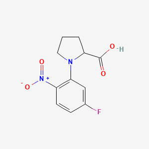 molecular formula C11H11FN2O4 B13637846 1-(5-Fluoro-2-nitrophenyl)pyrrolidine-2-carboxylic acid 