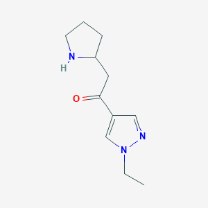 molecular formula C11H17N3O B13637852 1-(1-Ethyl-1h-pyrazol-4-yl)-2-(pyrrolidin-2-yl)ethan-1-one 