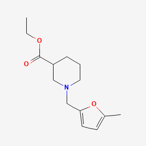 molecular formula C14H21NO3 B13637978 Ethyl 1-[(5-methylfuran-2-yl)methyl]piperidine-3-carboxylate 