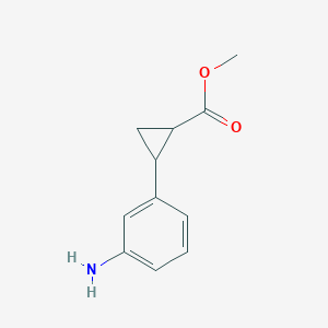 molecular formula C11H13NO2 B13637988 Methyl 2-(3-aminophenyl)cyclopropane-1-carboxylate 