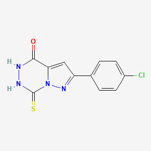 molecular formula C11H7ClN4OS B1363805 2-(4-chlorophenyl)-7-sulfanyl-5H-pyrazolo[1,5-d]1,2,4-triazin-4-one 