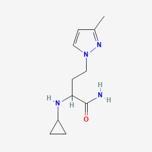 molecular formula C11H18N4O B13638150 2-(Cyclopropylamino)-4-(3-methyl-1h-pyrazol-1-yl)butanamide 