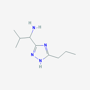 2-methyl-1-(5-propyl-1H-1,2,4-triazol-3-yl)propan-1-amine