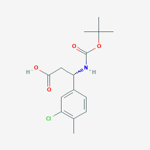 molecular formula C15H20ClNO4 B13638190 (S)-3-((tert-Butoxycarbonyl)amino)-3-(3-chloro-4-methylphenyl)propanoic acid 